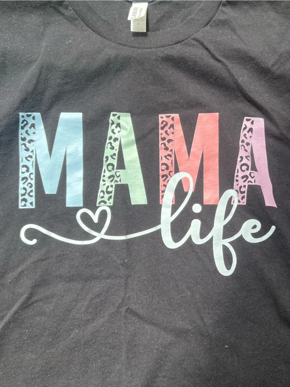 Bella Canvas MAMA Life Medium Graphic Tee Black with Pastel Accents - Picture 6 of 6